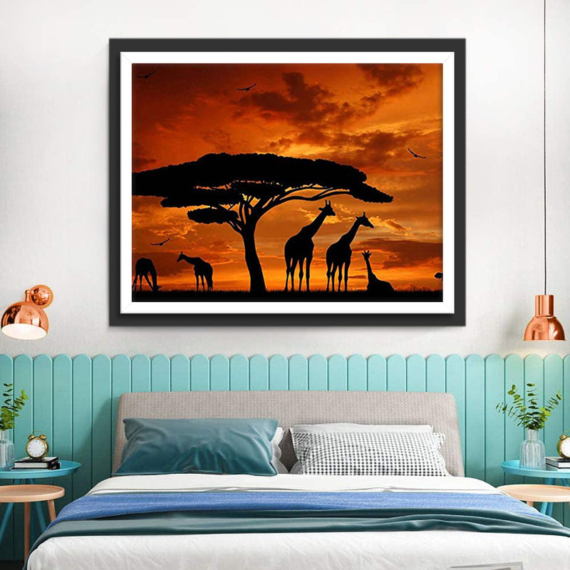 Giraffen unter dem Sonnenuntergang Diamond Painting