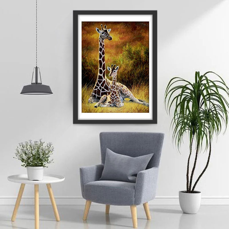 Giraffenmutter und ihr Junges Diamond Painting