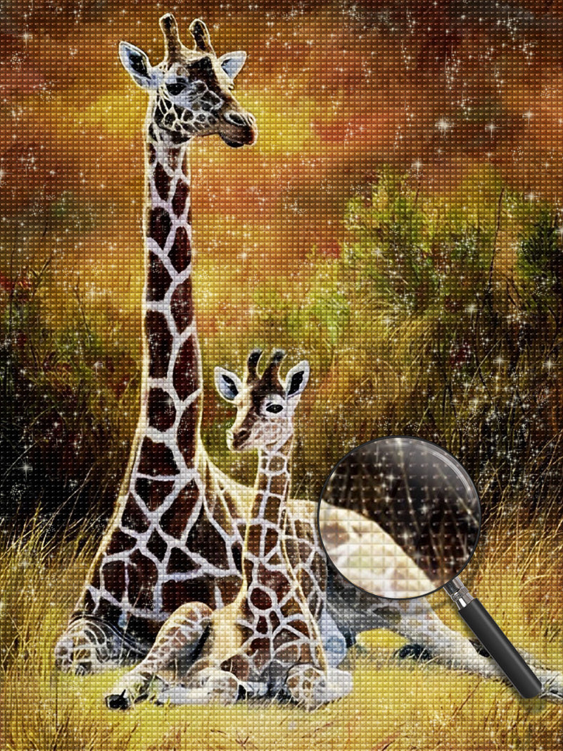 Giraffenmutter und ihr Junges Diamond Painting