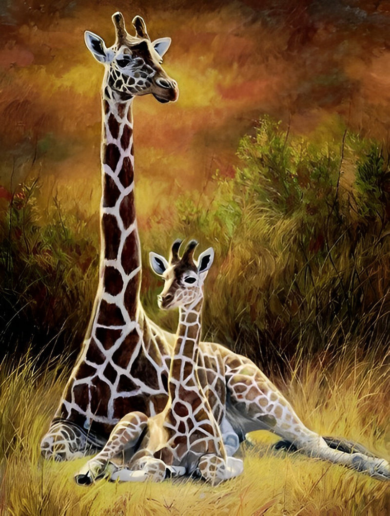 Giraffenmutter und ihr Junges Diamond Painting