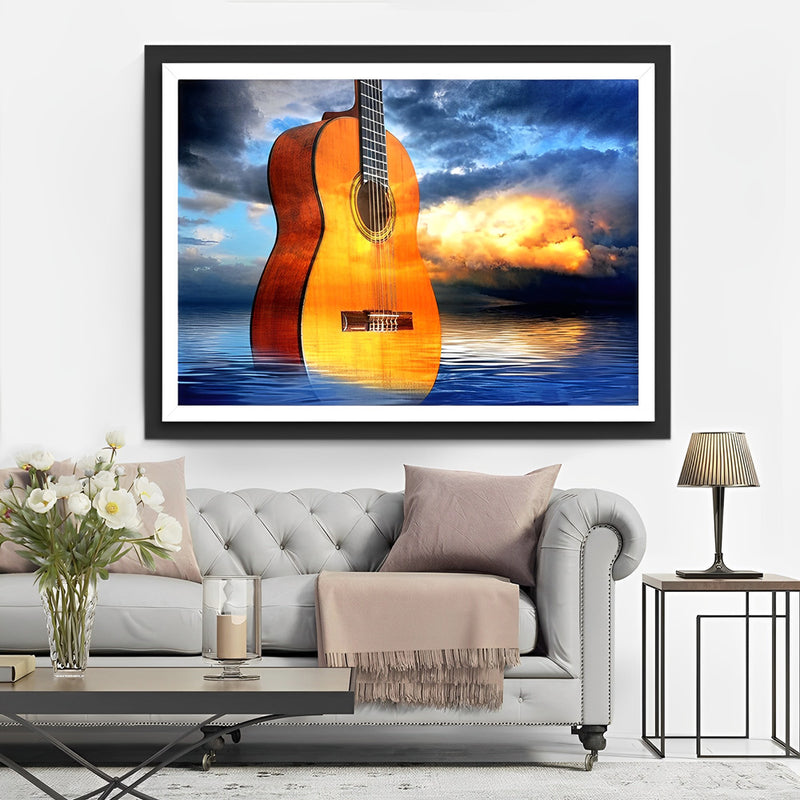 Gitarre auf dem Meer Diamond Painting