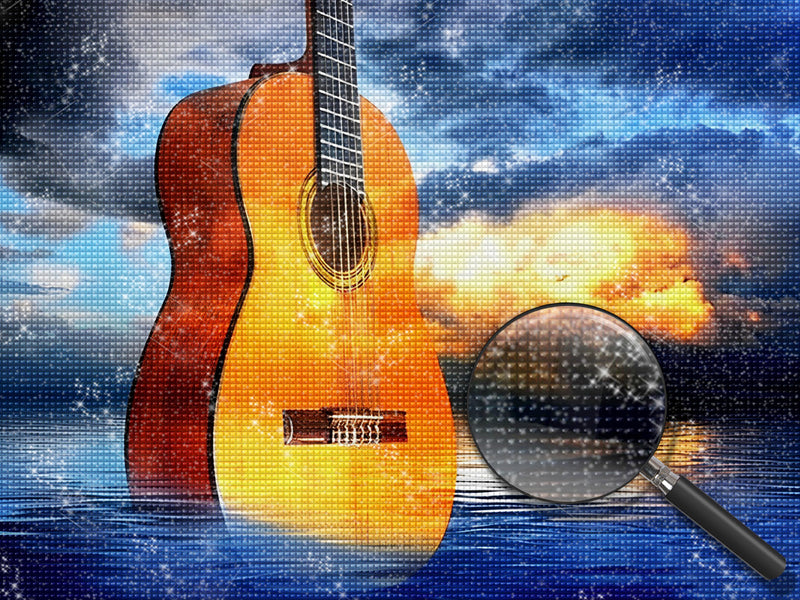 Gitarre auf dem Meer Diamond Painting