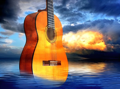 Gitarre auf dem Meer Diamond Painting