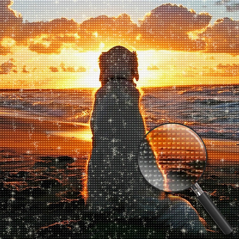 Golden Retriever bei Sonnenaufgang Diamond Painting