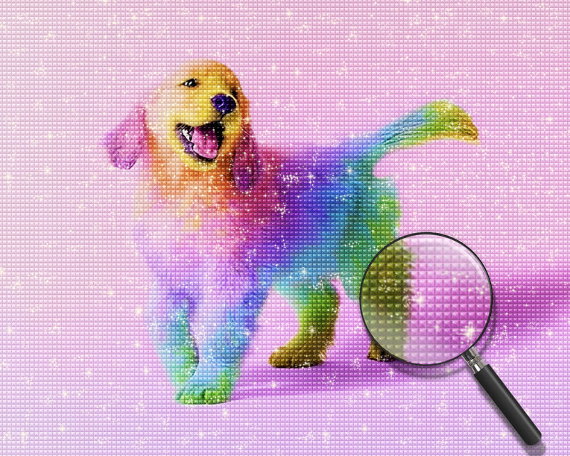 Golden Retriever mit bunter Farbe Diamond Painting