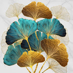 Goldene und blaue Ginkgoblätter Diamond Painting
