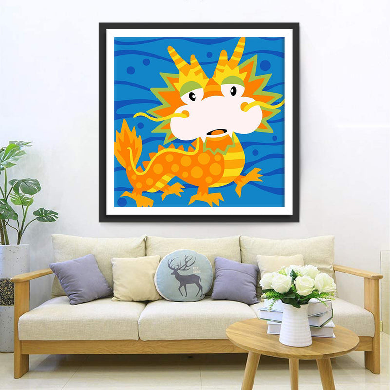 Goldener Cartoon-Drache Diamond Painting