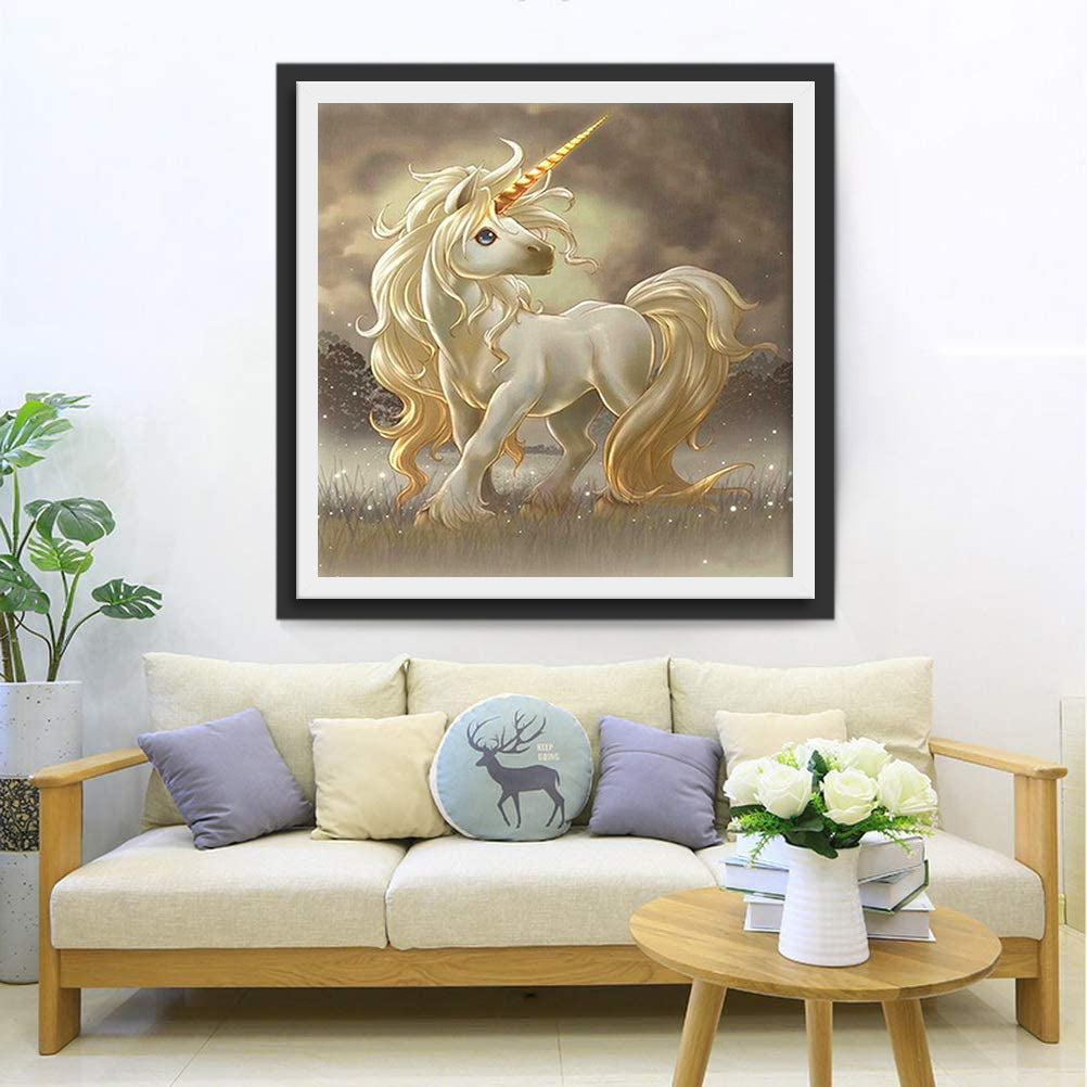 Goldenes Cartoon Einhorn Diamond Painting