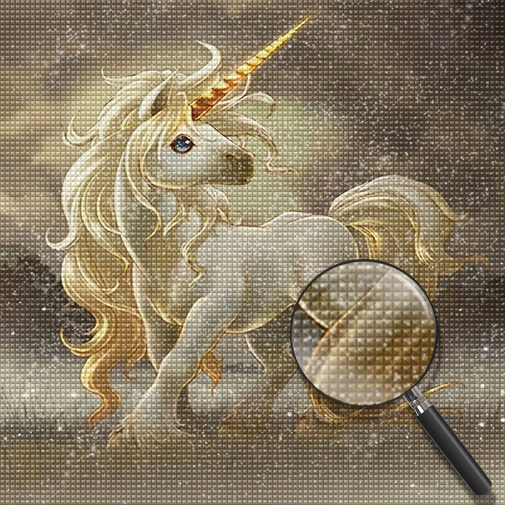 Goldenes Cartoon Einhorn Diamond Painting