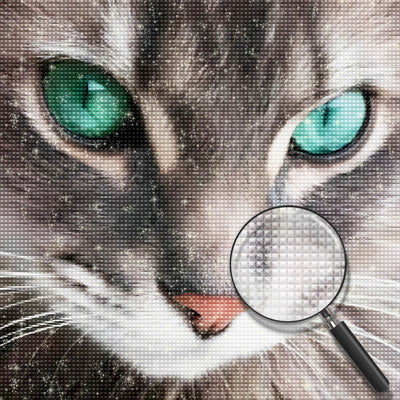 Graue Katze mit grünen Augen Diamond Painting