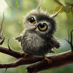 Graues Eulenbaby Diamond Painting