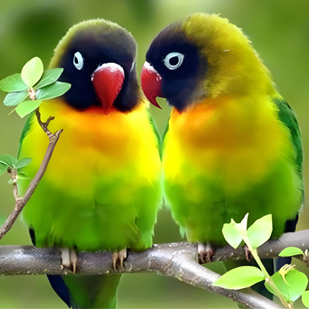 Grüne Vögel auf dem Ast Diamond Painting