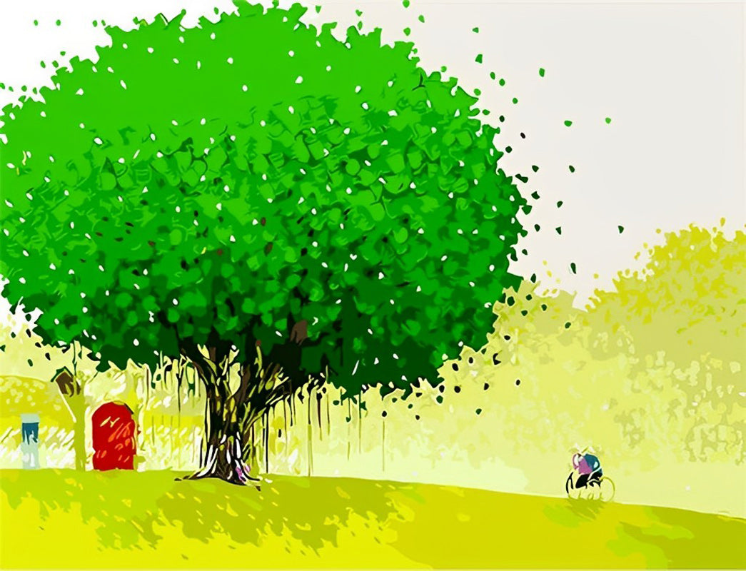 Grüner Baum im Ölgemälde Diamond Painting