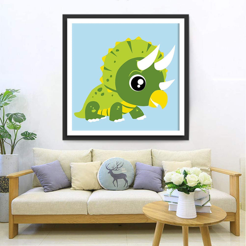 Grüner Cartoon-Drache Diamond Painting