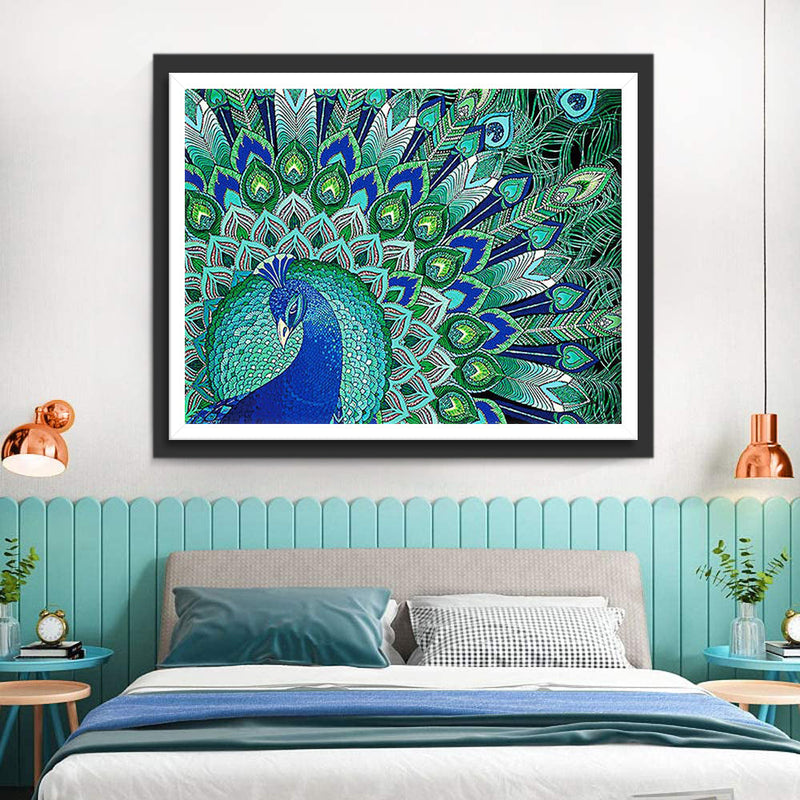 Grüner Pfau Diamond Painting