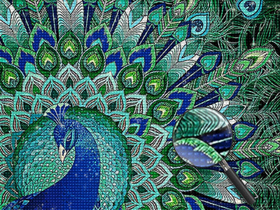 Grüner Pfau Diamond Painting