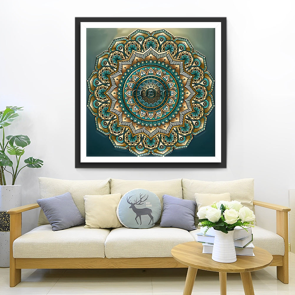 Grünes Mandala Diamond Painting