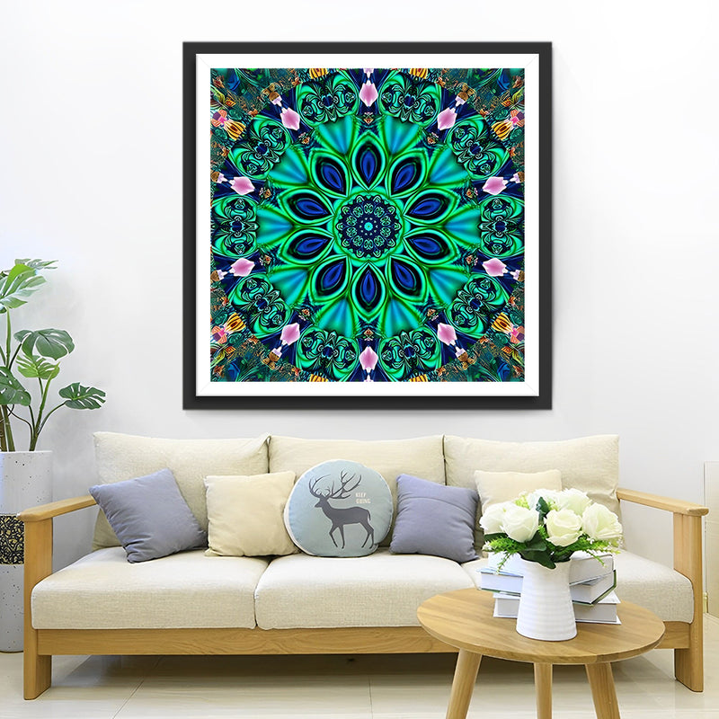 Grünes Mandala Kaleidoskop Diamond Painting