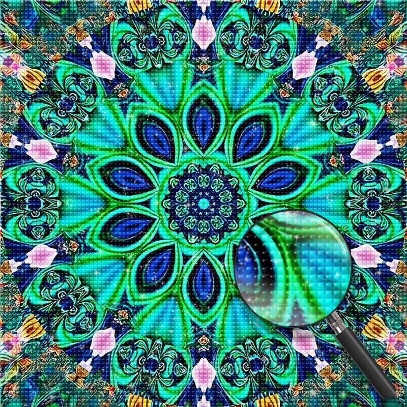 Grünes Mandala Kaleidoskop Diamond Painting