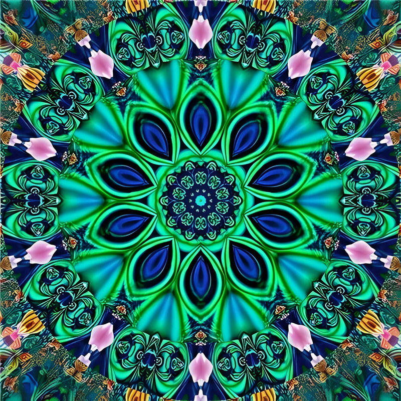 Grünes Mandala Kaleidoskop Diamond Painting