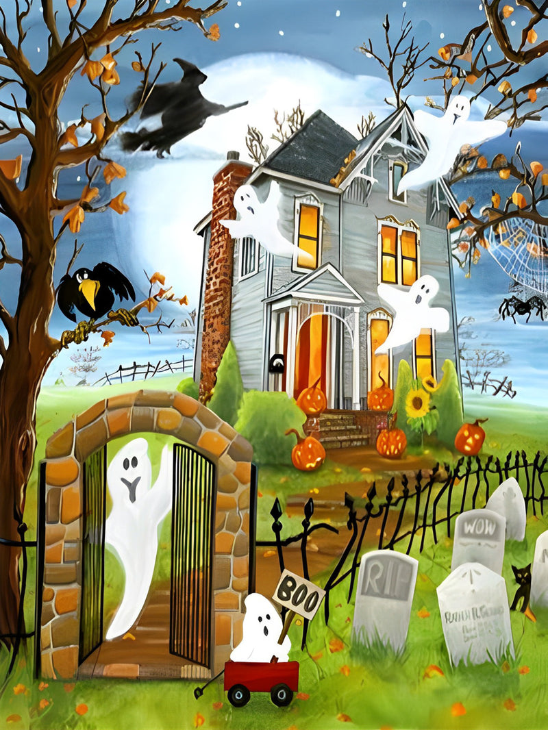 Halloween Geist Schloss Diamond Painting