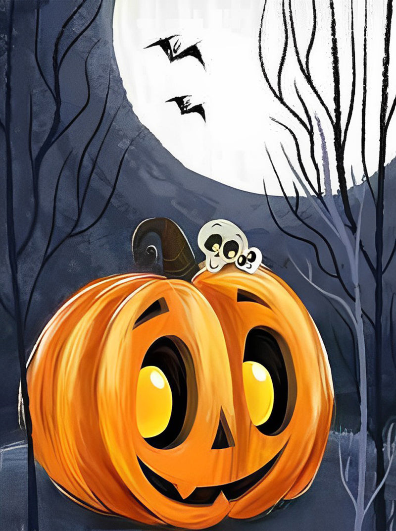 Halloween Kürbis Mond Diamond Painting