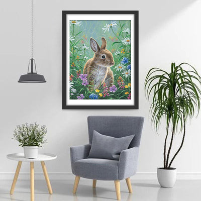 Hase in den Blumen Diamond Painting