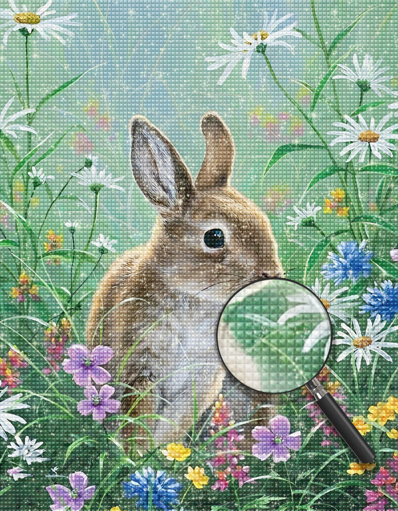 Hase in den Blumen Diamond Painting