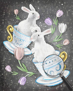 Hasen in der Tasse und Tulpen Diamond Painting