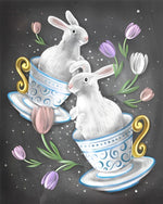Hasen in der Tasse und Tulpen Diamond Painting