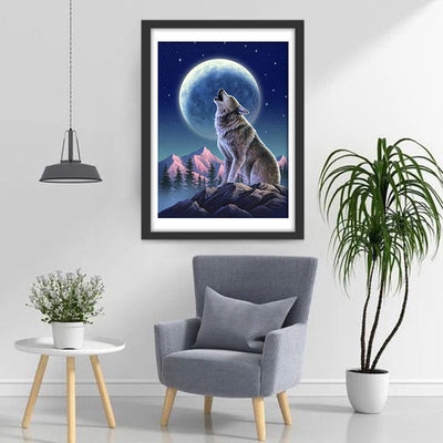 Heulender Wolf auf Felsen Diamond Painting