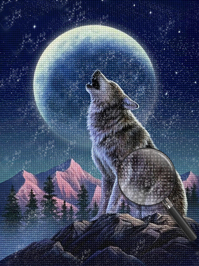 Heulender Wolf auf Felsen Diamond Painting