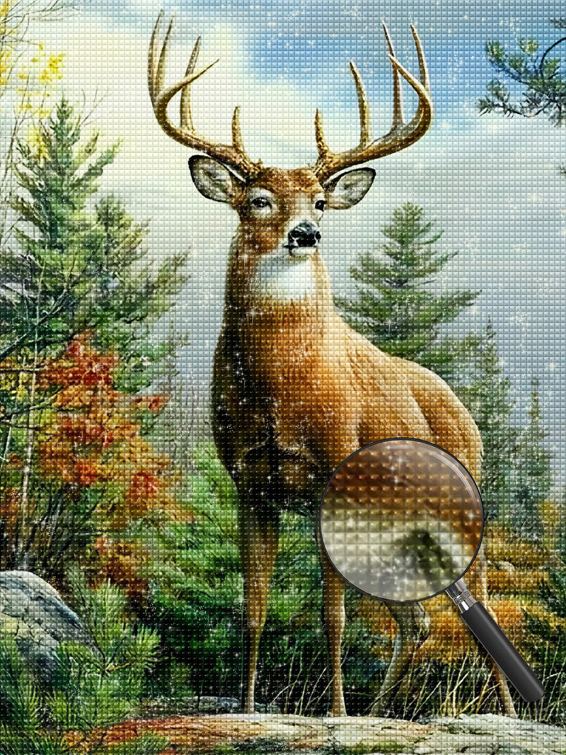 Hirsch auf dem Felsen Diamond Painting