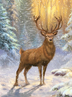Hirsch bei Sonnenaufgang im Winter Diamond Painting