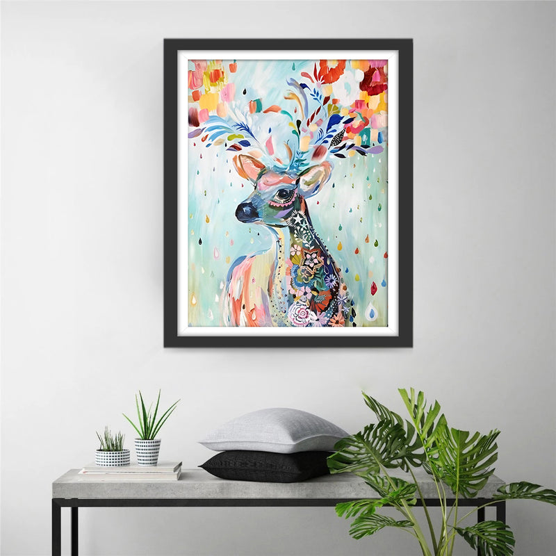 Hirsch mit Blumen Diamond Painting