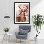 Hirsch und rosa Blumen Diamond Painting