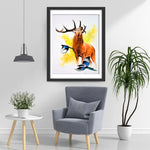 Hirsch und Vögel in Wasserfarben Diamond Painting