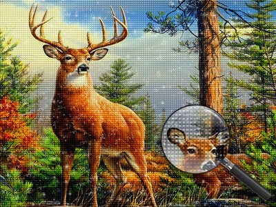 Hirsche im Wald Diamond Painting