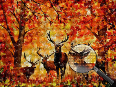 Hirsche im Wald im Herbst Diamond Painting