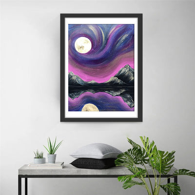 Hochgebirge und Vollmond Diamond Painting