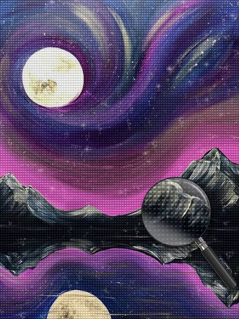 Hochgebirge und Vollmond Diamond Painting