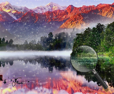 Hochgebirge Wald Spiegelbild Diamond Painting