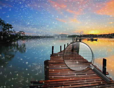 Holzbrücke auf dem See Diamond Painting