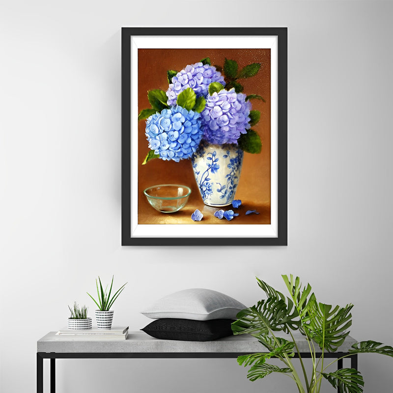 Hortensie in einer Porzellanvase Diamond Painting