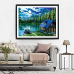 Hütte am See im Sommer Diamond Painting