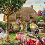 Hütte Blumen Garten Diamond Painting