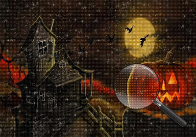Hütte Kürbis Mond Diamond Painting