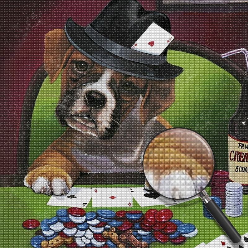 Hund beim Kartenspielen Diamond Painting