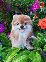 Hund in den Blättern Diamond Painting