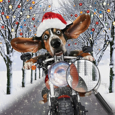 Hund mit dem Motorrad Diamond Painting